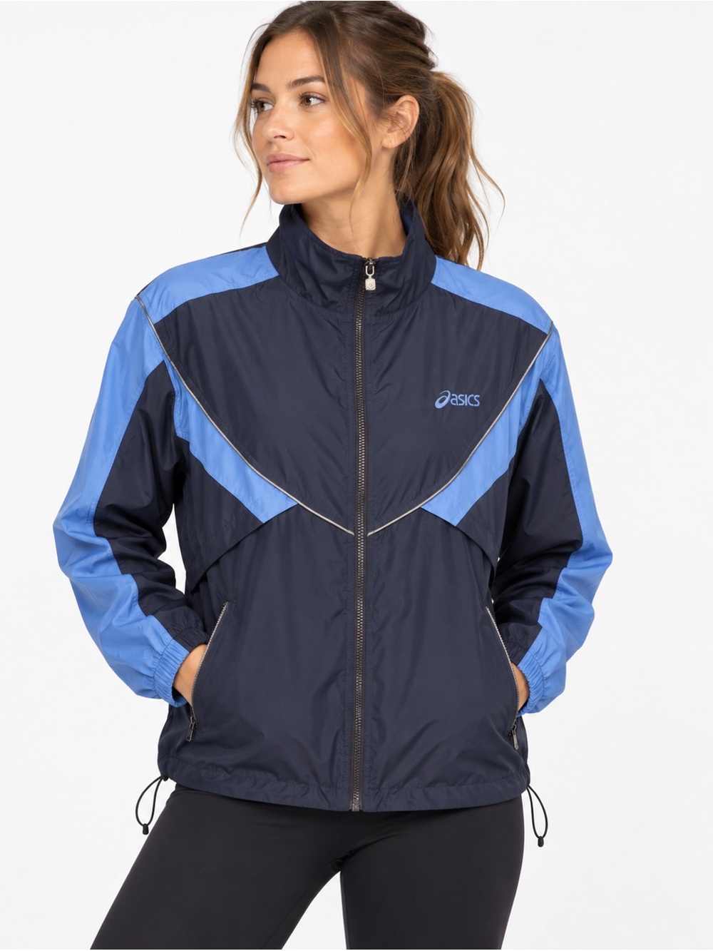 ASICS Women’s Y2K Colorblock Windbreaker Track Jacket Blue L